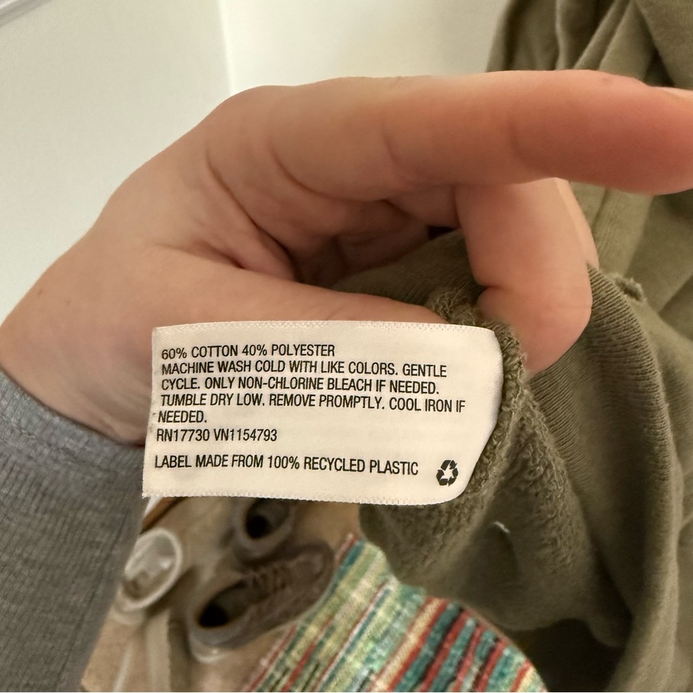 Mossimo Supply Co. Olive Green Distressed Sweatshirt - Picture 7 of 8